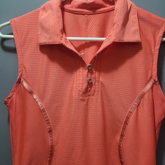 Reebok Orange Sleeveless Polo Top M - Picture 3 of 5